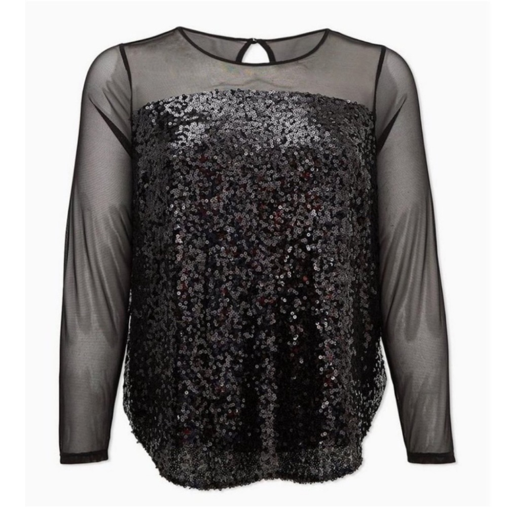 Torrid Black Sequin Mesh Top NWT Size 1 - Picture 4 of 13